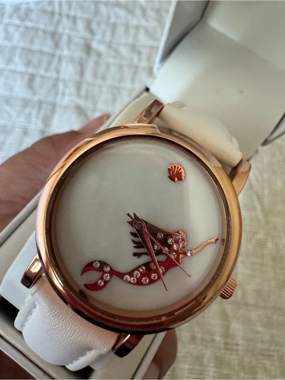 Brand New in Box Bay Studio White Watch with Mermaid Dial